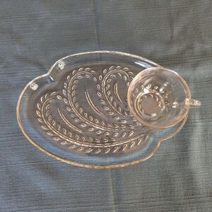 Vintage Federal Glass Company "Homestead" Luncheon/Snack Plate & Cup